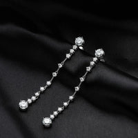 FEOBUR 3/6cttw Full Moissanite Drop Earrings for Women 925 Sterling Silver Lab Diamond Long Earring Bridal Wedding Jewelry GRA