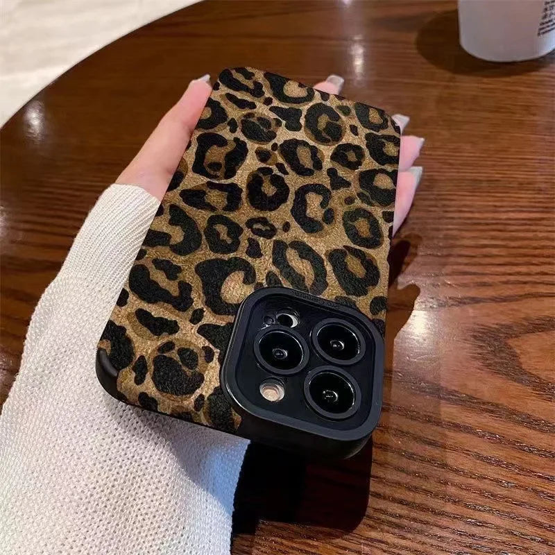 Fashion Soft Phone Cases For iPhone 13 12 MINI 11 14 15 16 Pro Max XS Max XR 7 8 Plus Leopard Pattern Silicone Case Back Cover