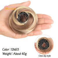 Messy Straight Hair Bun Hair Extensions Synthetic Mini Hair Clip Bun Hairbands Donut Wig Accessories High Bun Hair Extensions
