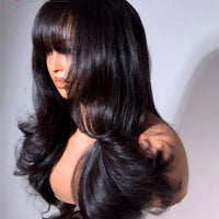 Body Wave Wig With Bangs Brazilian Human Hair Wig Sale Full Machine Made Fringe Glueless Wigs Ready To Wear 100% Original Hair