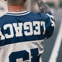 European and American Men's and Women's Football Enthusiasts Fashionable V-neck Short Sleeved T-shirt Retro Rugby Football Tops