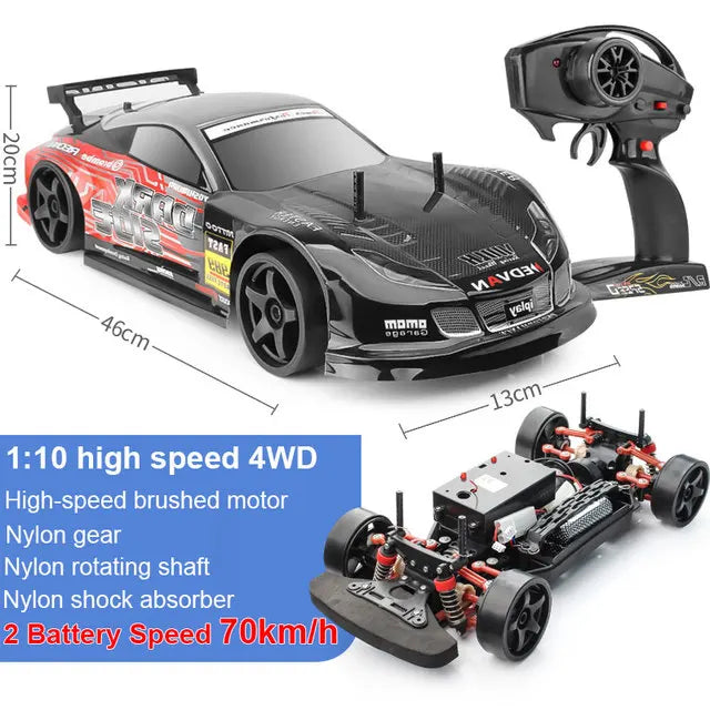 1:10 70km/H Remote Control Car 4wd High Speed Drift 2.4g Rc Car Shock Absorber Anti-Collision Rc Toys Christmas Gift