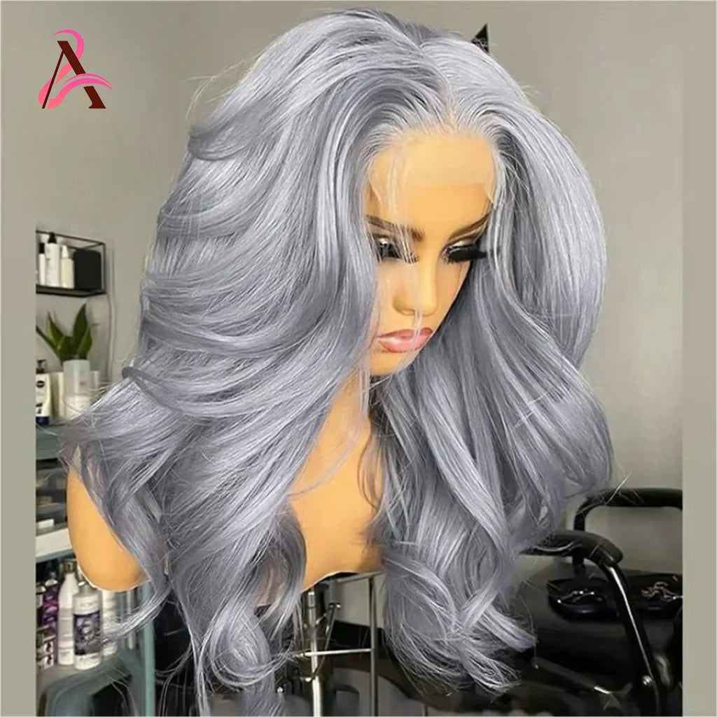 HD Silver Grey 13x6 Lace Frontal Wig 100% Vietnamese Body Wave Wigs Virgin Hair Gray Lace Front Human Hair Wis For Women On Sale