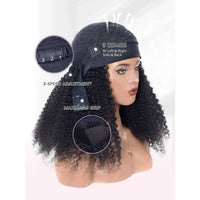 Kinky Curly Headband Wig Human Hair Wigs for Black Women 180% Density Wear and Go Human hair Wig Machine Made Wigs Natural Black