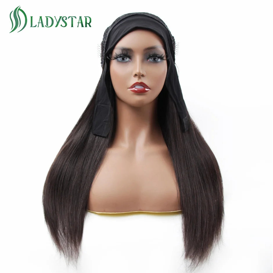 Brazilian Straight Hair Headband Wig Remy Human Hair Wigs For Women Scarf Wig Straight Hair Wigs With Headband