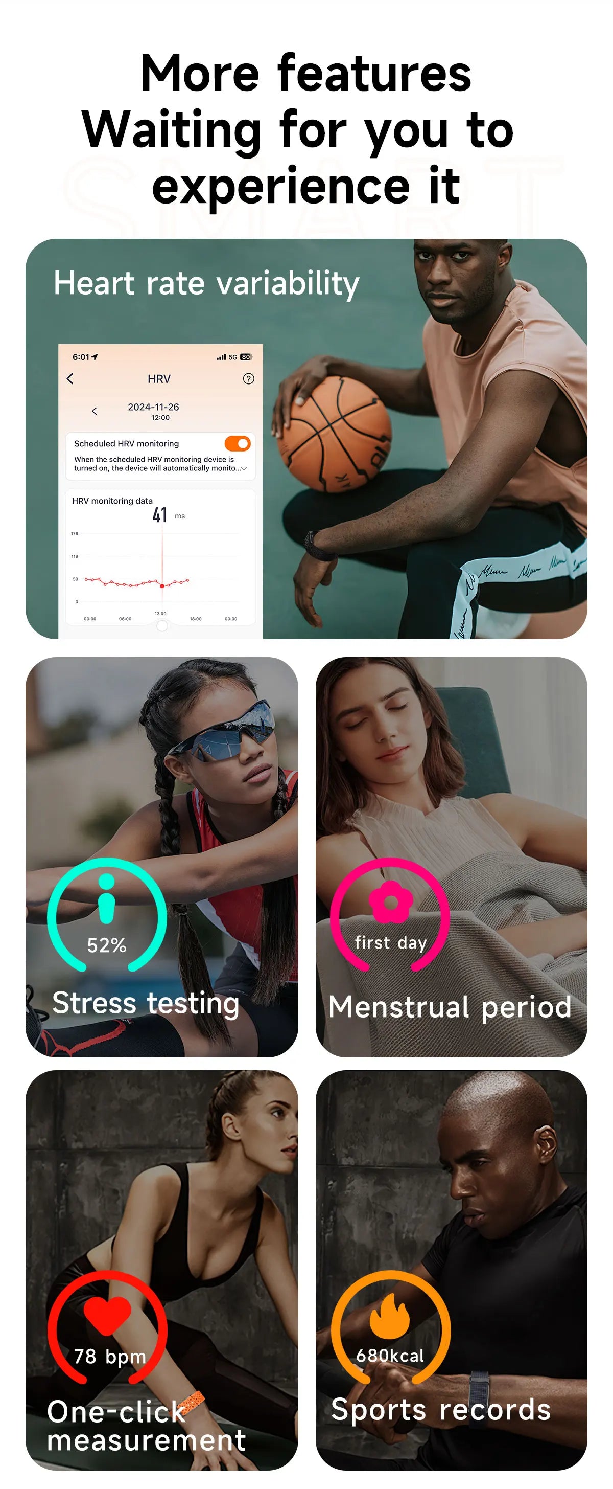 New Smart Watch Men Smart Health Wristband Women GPS Sport Trajectory 1ATM Waterproof All Day Healthy Monitor Fitness Bracelet