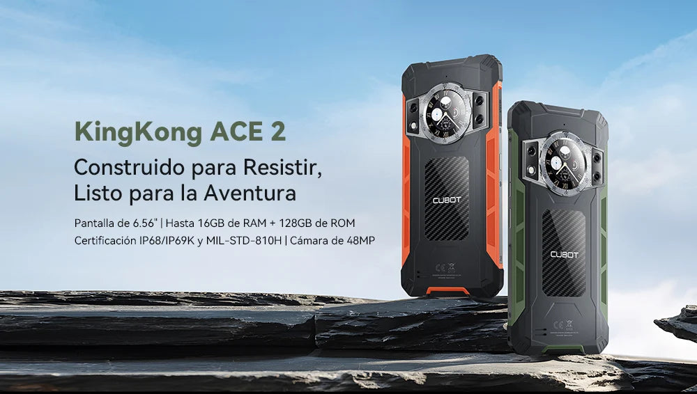 Cubot Kingkong Ace 2, Ultra-Thin and Robust Smartphone with Android 14, 16 Gb Ram (6 Gb + 10 Gb Expandable), 128 Gb Rom, 6.56 Inch and 90 Hz Screen, Nfc, 5100 Mah Battery, 4g Cell Phone