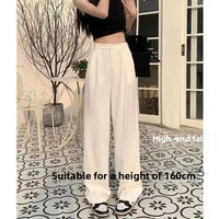 High Waist Wide Leg Thin Suit Pants Women's Loose Fitting Casual Floor Length Trousers Straight Cut Slimming Effect