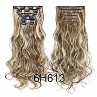 Alileader Synthetic Hair 16 Clip In Hair Extension Clip For Women 6Pcs/Set Hair Extension Clip In Ombre Fake Hairpiece Long Wavy
