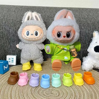 17cm Labubu V1 V2 Fashion Color Rain Shoes Raincoat 10cm Cotton Doll Cute Shoes Doll Changing Accessories