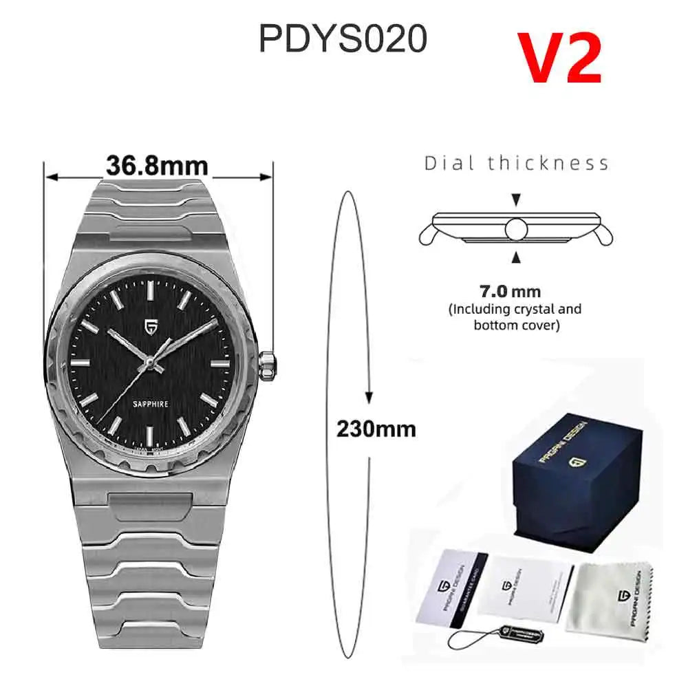 PAGANI DESIGN 2025 New Thin 7mm Fashion Men Quartz Watch V2 Stainless Steel Sapphire 10Bar Waterproof  C3 reloj hombre