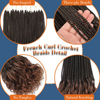 French Curl Crochet Braids 14 Inch Kid-Friendly Goddess Box Braids with Bouncy Curly Ends French Curls Braiding Hair for Women