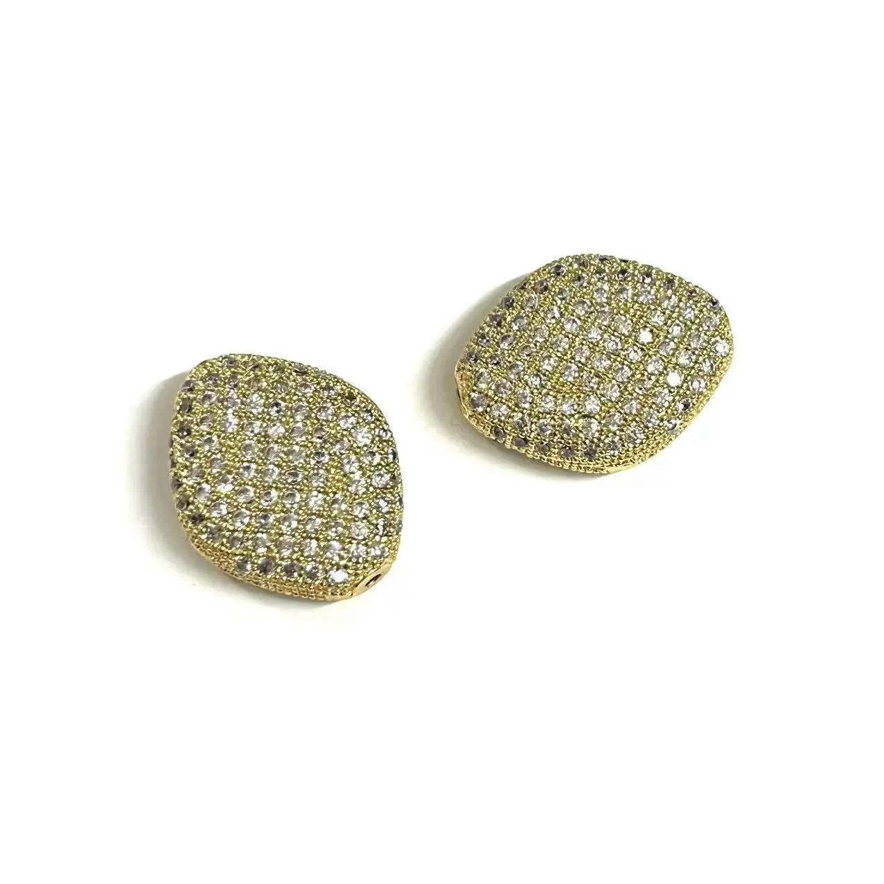 3Pcs/Lot Spacer Rhombus Beads Zirconia Paved Jewelry Finding Accessory 19x15.5x5mm