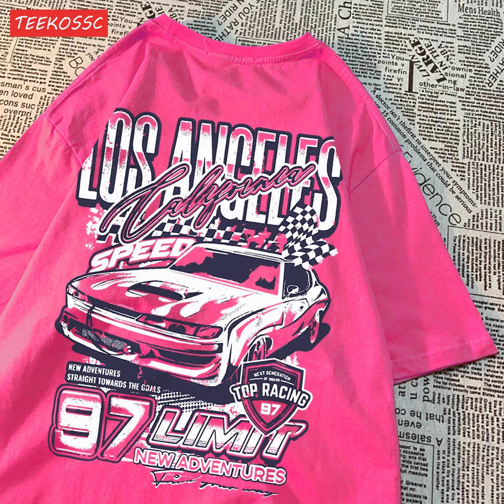 Cool Racing Cars Printed Short Sleeve Breathable Fashion T Shirts Breathable Streetwear Clothing Everyday Cartoon T-Shirt