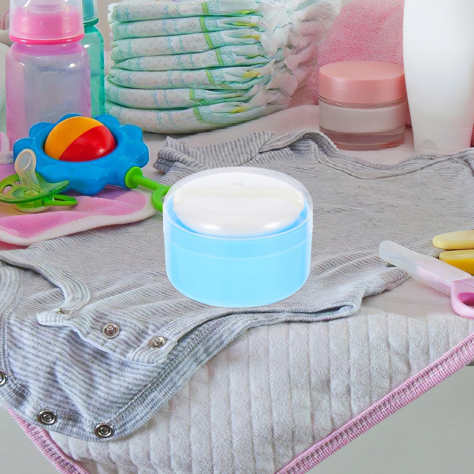 Portable Powder Box Cans Talc Talcum Skincare Baby Toiletries Puff Container Infants Skin Care Powder Box for Home Daily Use