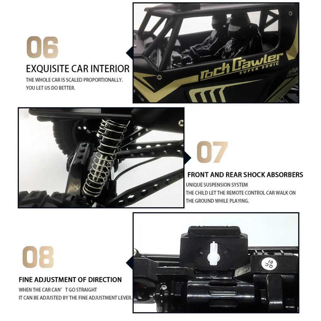 1/8 Large Rock Crawler RC Car 4×4 All Terrain RC Truck High -Speed RTR Alloy Off-Road Remote Control Car Children Toy Model