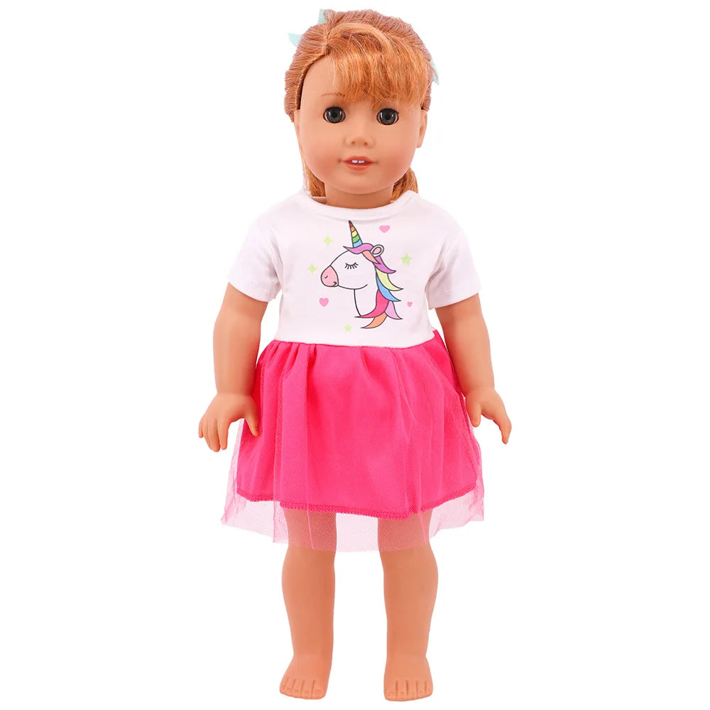 Baby Girls Dress Dolls Clothes Daily Fashion Dress For 18 inch American Doll Girl's Accessories 43Cm Baby Reborn,Generation Gift
