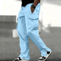 Men's work pants fashionable and casual in pure color simple and elegant American street style straight-leg pants with a pocket