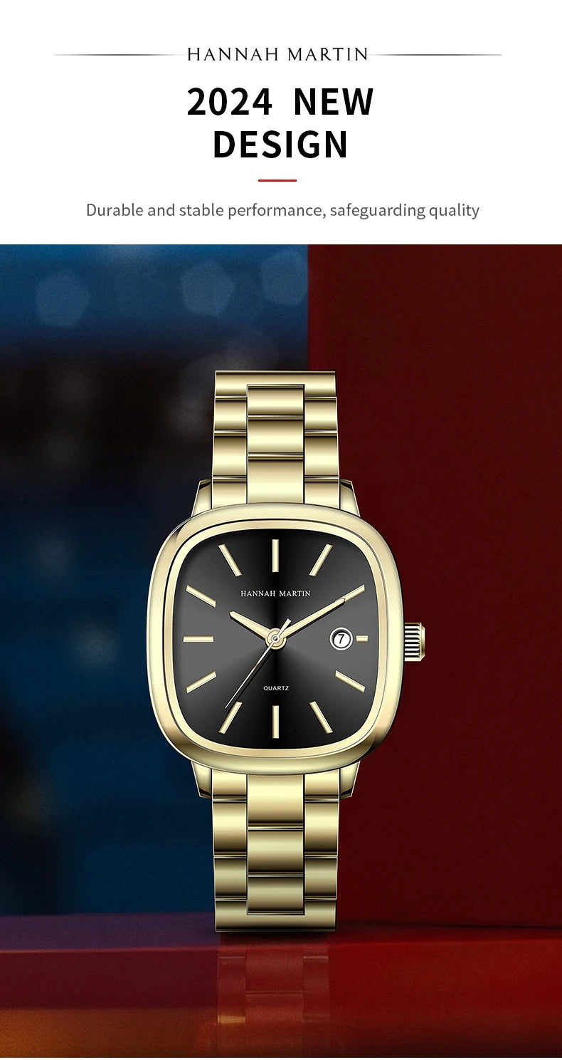 Japanese Movement Square Fashion Stainless Steel Strap Original Business Style Silver Black Waterproof 3Bar Quartz Watch for Men