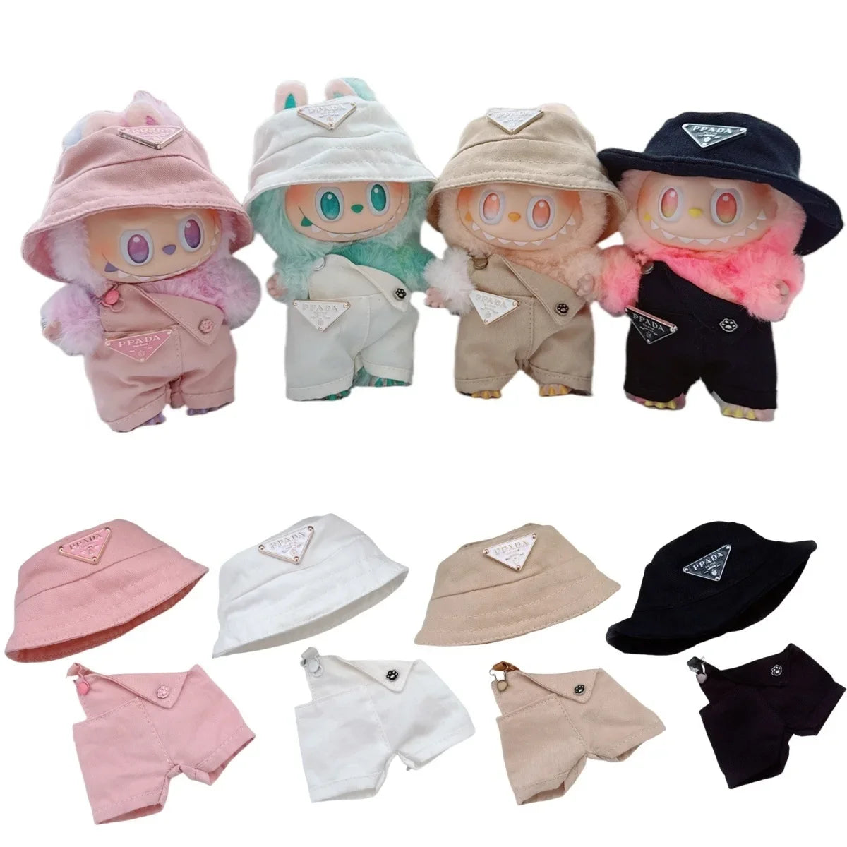 Para 15-17cm Labubu V1 V2 Idol muñeca traje sombrero monos ropa regalo Mini ropa de muñeca de peluche accesorios de atuendo