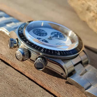 Vakuy Men's 38MM Quartz Watch Sweep Seconds Jinggong VK63A Chronograph Vintage Panda Di Men's Watch
