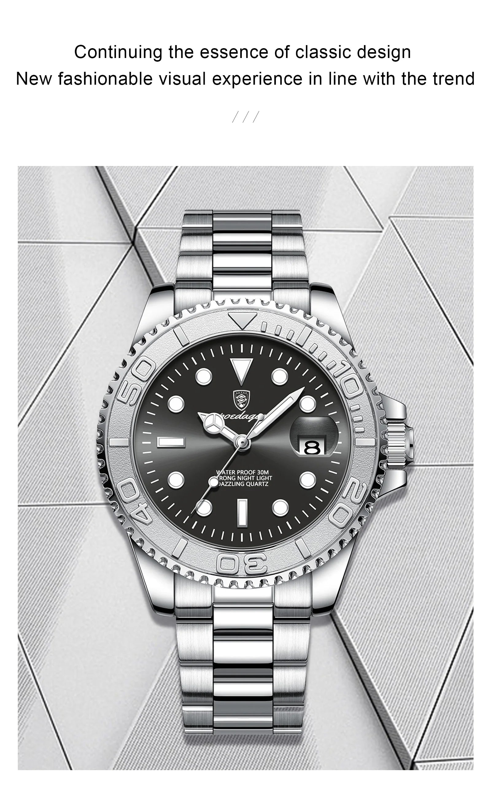 POEDAGAR Business Luxury Man Watch Luminous Waterproof Date Stainless Steel Men Watch High Quality Military Men's Quartz Watches