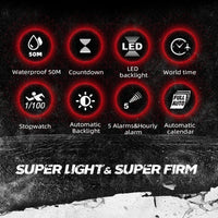 NORTH EDGE Mars3 Men's Military Watch Digital Carbon Fiber Case For Man Waterproof 50M Sports Watches World Time