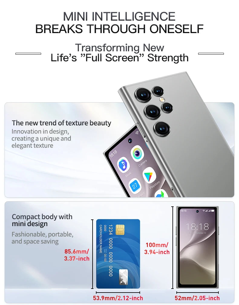 ONEMYTH S25 Pro 4.0" Mini Smartphone 2GB RAM 16GB ROM Android10.0 Face Recognition Unlock 2000mAh 3G Small Mobile Phone