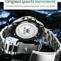OLEVS 5885 Top Brand Classic Men's Quartz Watch Luminous Hands Calendar Display Stainless Steel Strap Waterproof Men's Watch