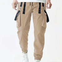 Fashion Men's Casual Techwear Drawstring Multi Flap Pockets Cargo Pants Hip hop Joggers Pant