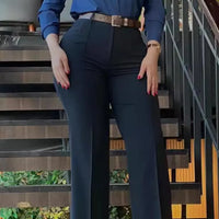 Women's Pants Spring Autumn High Waist Straight Leg Work Pants New Fashion  Solid Long Pants Slim Fit Elegant Pants Female