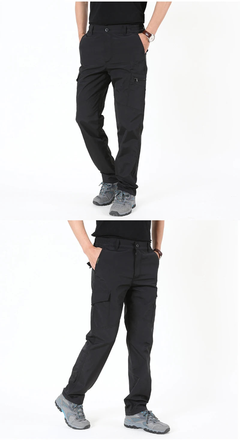 2024 Outdoor Work Tactical Pants Men Winter Casual Cargo Trousers Waterproof Fleece-lined Pant Elastic Hiking Traveling Workwear