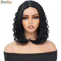 New Style Bob Box Braided Wigs For Black Women 12inches Synthetic Box Braids Crochet Hair Wigs On Sale Clearance Short Black Wig
