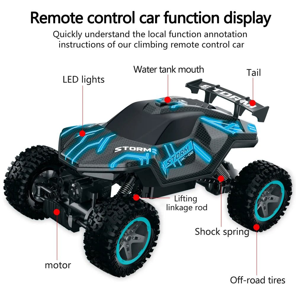 1:16 RC Car  2.4G Four Wheel Drive High-Speed Remote Control Drift Racing Car With LED Lights 4WD RC Car Model Toys for Boys Kid