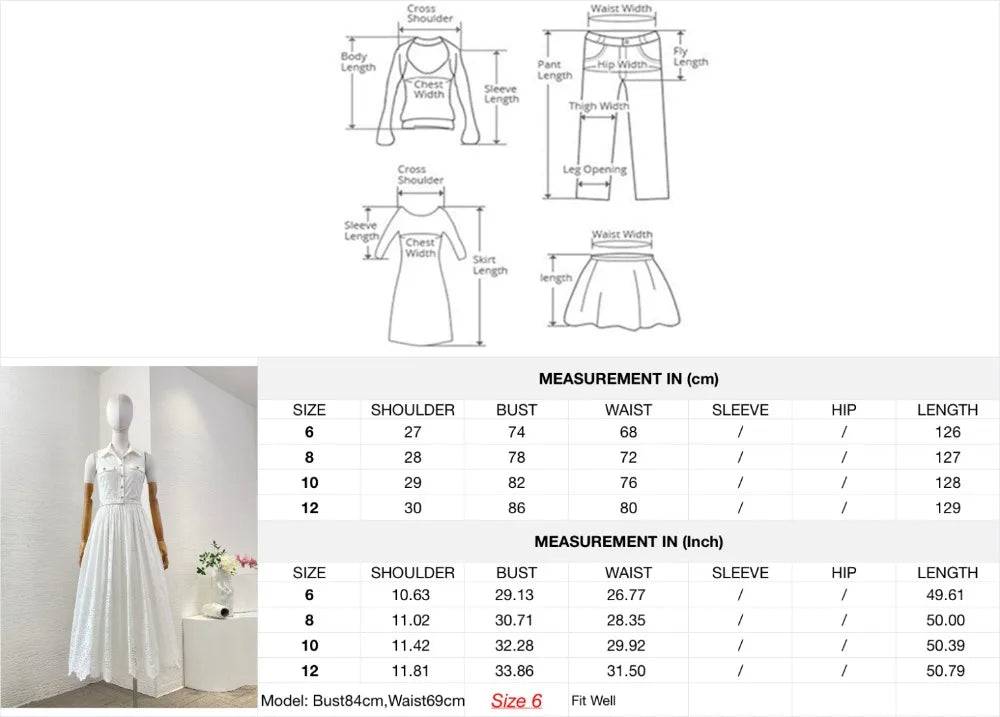 White Sleeveless Embroidery Midi Dress 2025 Top Quality