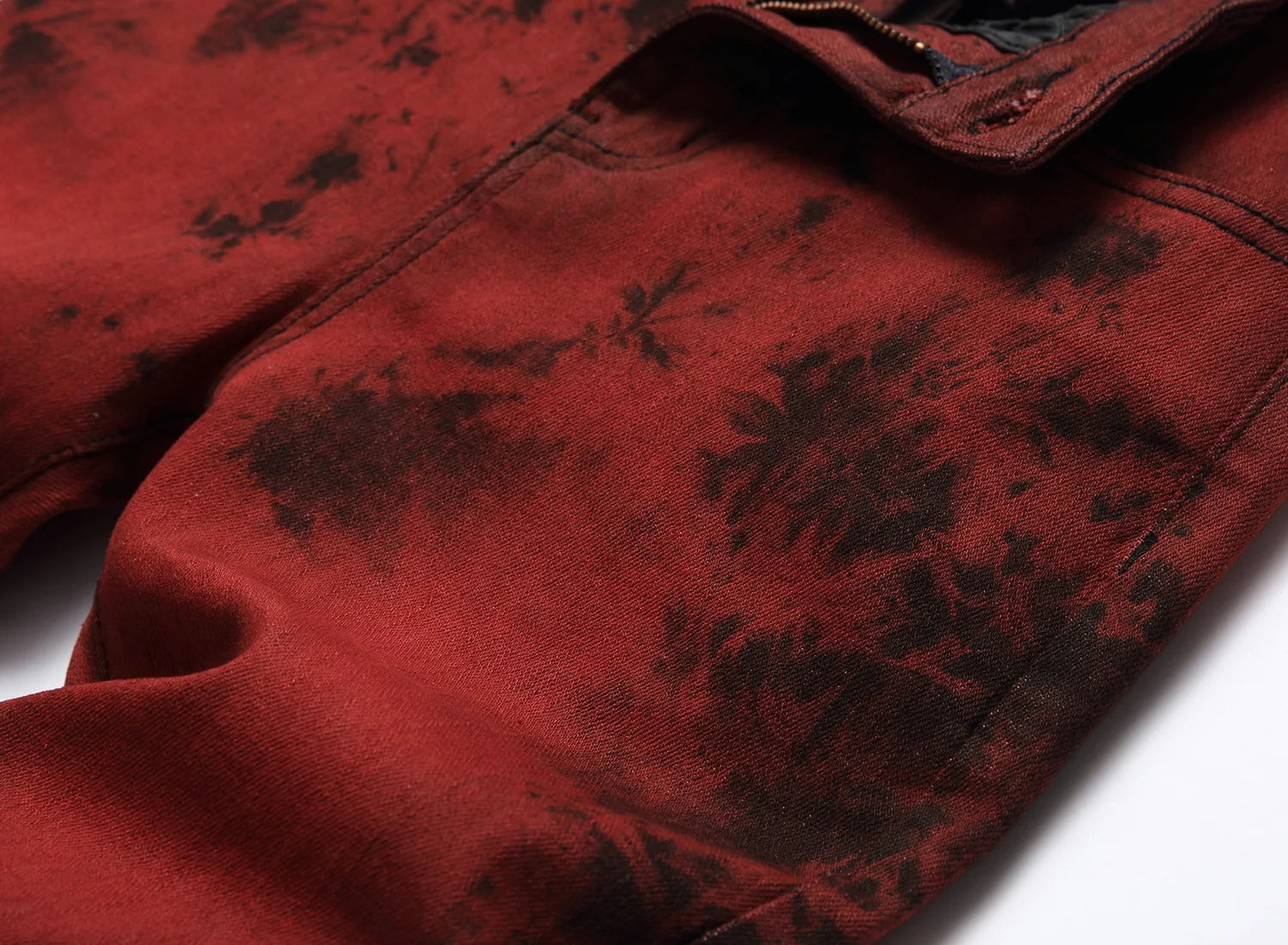 Denim Pencil Pants Men Streetwear Distressed Washed Tie Dyed Jeans Mid Waist Pockets Vintage Straight Ankle Length Trousers