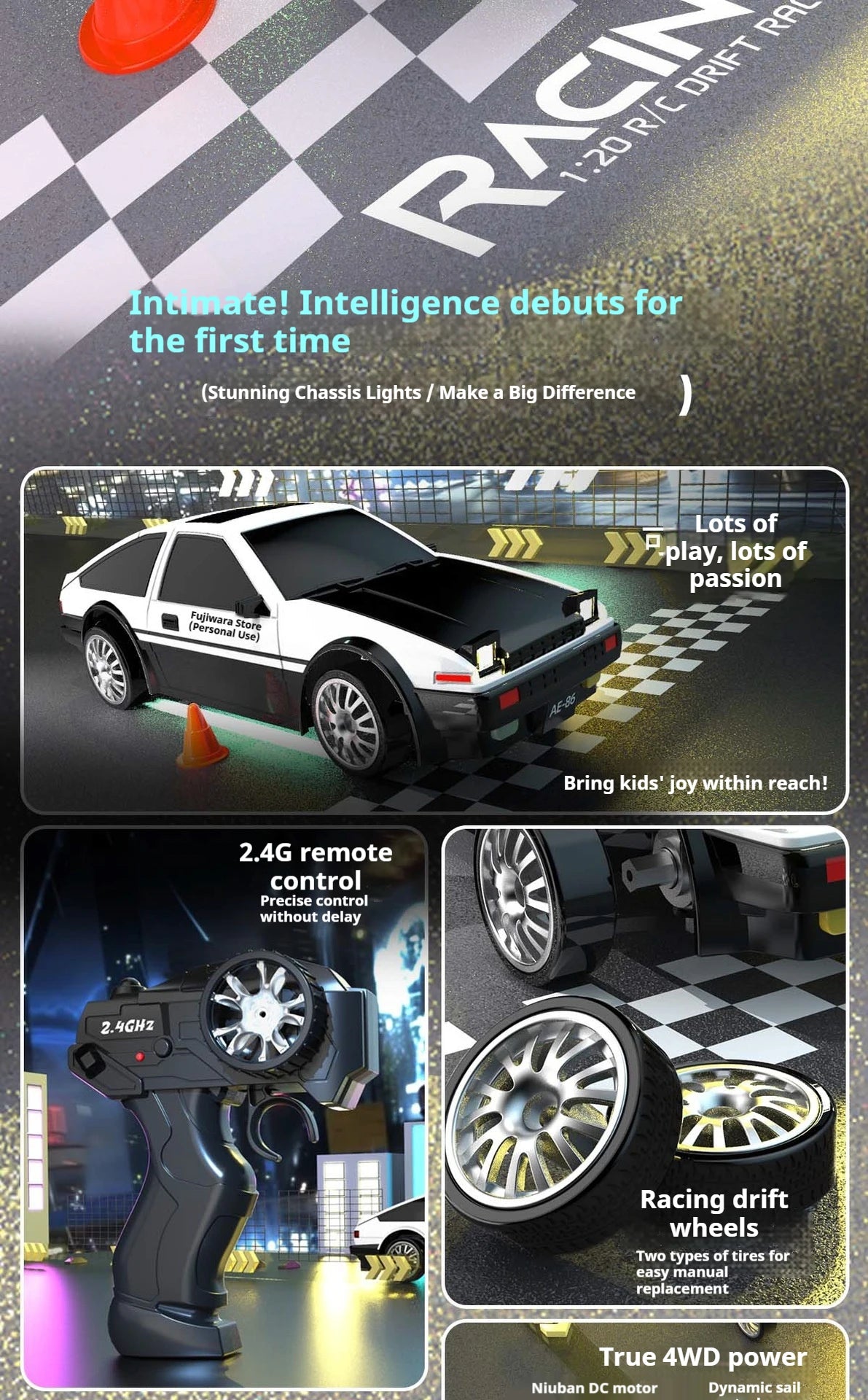 RC Car 1/24 Scale Professional Drift Racing High Speed 4WD Simulation Model RTR Electric Toy Gift for Adults Kids In Stock