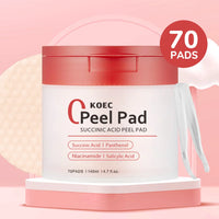 KOEC Zero Pore Pads 70Pads and Red Succinic Acid Facial Peeling Pads , for Exfoliation and Pore Care with AHA Lactic Acid