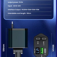 Elough 4 IN 1 Retractable Car Charger Fast Charging USB C To USB C ios Cable Charger USB Type C Car Adapter For iPhone Huawei