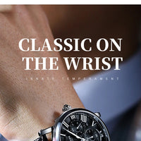 Fashion Mens Watches Top Brand Luxury Genuine Leather Strap Quartz Men's Watch Business Casual Date Chronograph Watch Men
