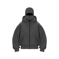 women's Men's and Balaclava Y2K Gothic Harajuku winter new item double hooded sweatshirt men's hooded mask zipper sportswear
