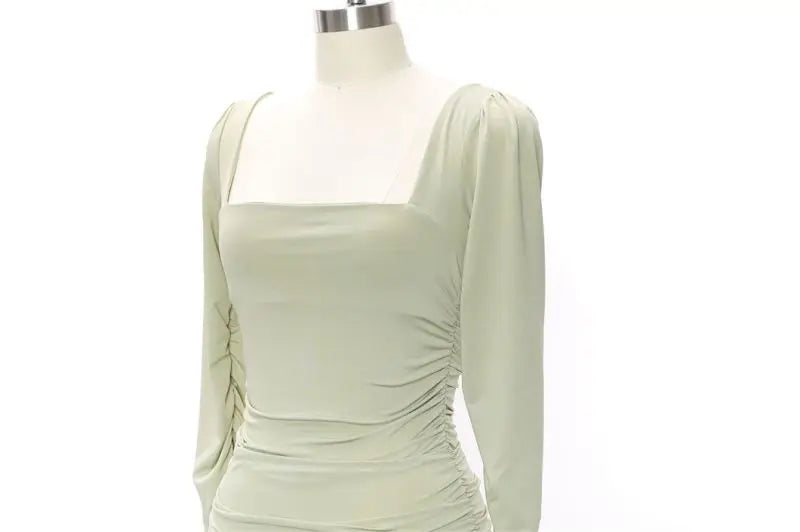 DIWU Women Sexy Autumn Long Sleeve Square Neck Bodycon Party Club Mini Dress 2022 Spring Autumn Clothes Dropshipping Streetwear