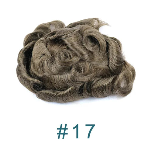 Q6  Swiss Lace Front&Pu Natural Hairline 1B40 1B65 Gray Black Men Toupee 24mm Curly Male Wigs Ash Blonde Human Hair Prosthesi