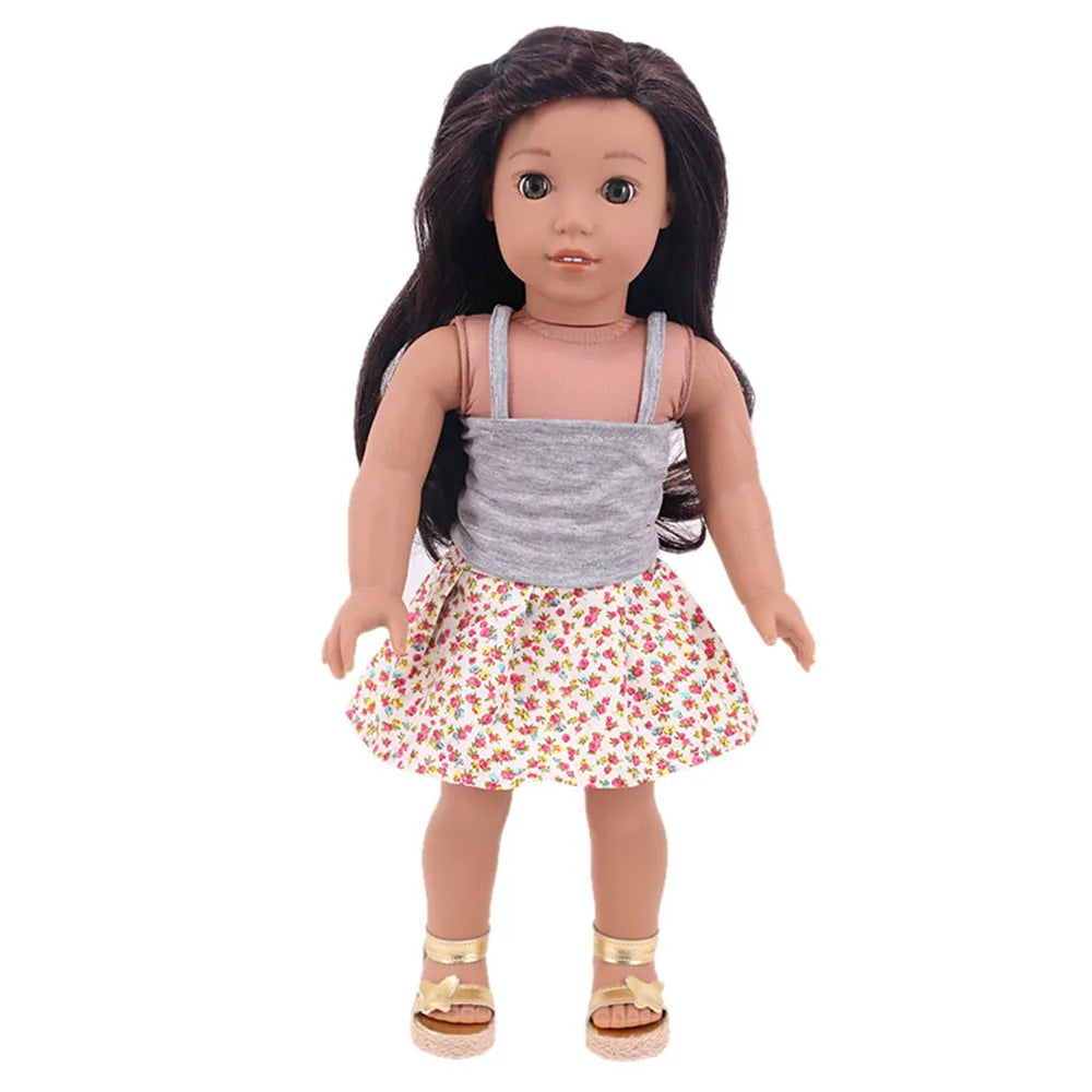Baby Girls Dress Dolls Clothes Daily Fashion Dress For 18 inch American Doll Girl's Accessories 43Cm Baby Reborn,Generation Gift