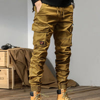 Spring and autumn trendy Cargo pants for men, slim, leggings, ruffian and handsome trousers, American multi bag pants, outdoor v