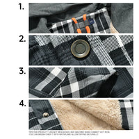 Men's Jackets Winter Hooded Warm Coat Casual Thicken Plaid Work Flannel Snap Sherpa Lined Fleece Clothing US Size