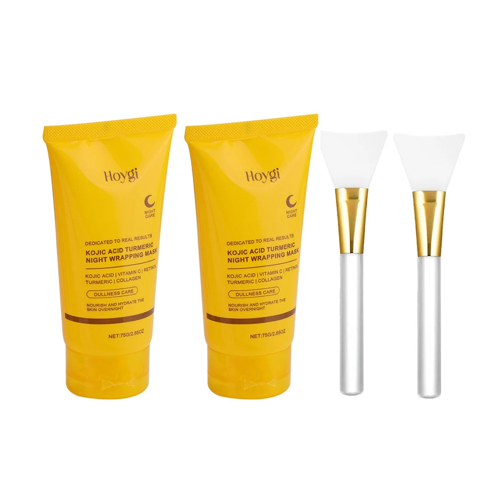 2pcs Collagen Overnight Facial Mask Deep Pore Cleansing Peel off Oil Control Turmeric Night Face Mask for Skin Care