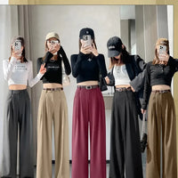 High Waist Slim Fit Straight Leg Suit Pants Wide Leg Casual Trousers Women's Autumn New Arrival Red Color Business Office Wear