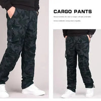 Men's Winter Cargo Pants Double Layer Fleece Warm Thick Camouflage Tactical Cotton Long Trousers Men Baggy Casual Cotton Pants