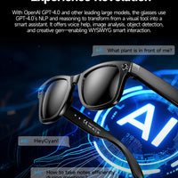 Smart Glasses 8 Million Pixels Recording Videos AI Photo Recognition Answer Translation 270mAh IP65 Waterproof Bluetooth Glasses
